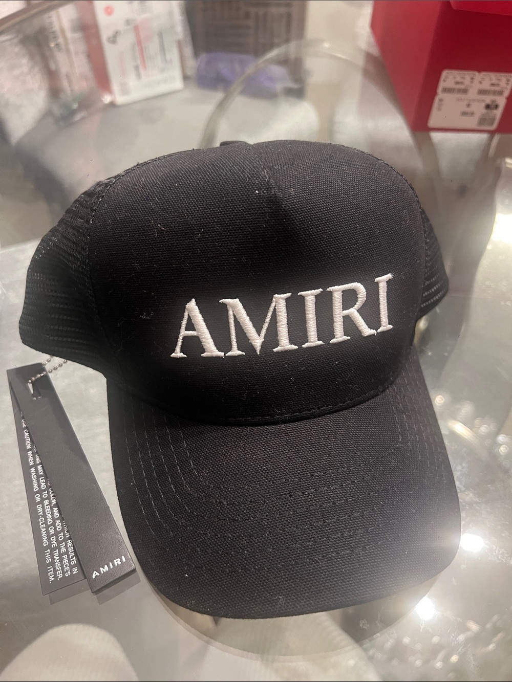 AMIRI Black Baseball Cap with White Logo